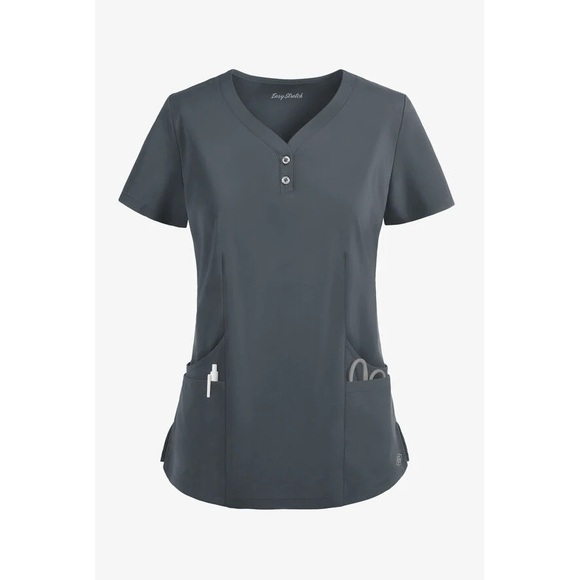 Easy STRETCH Demi Women's 4-Pocket Henley Scrub Top size XS - Picture 4 of 6